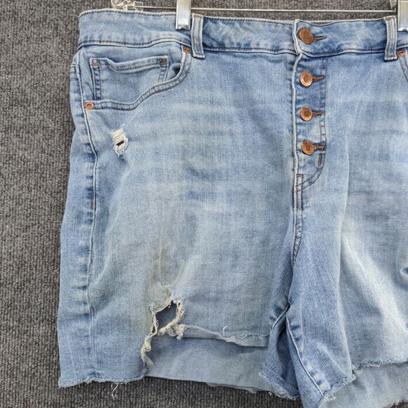 Maurices Womens Cut Off High Rise Jean Shorts Blue Size 22W Denim Button Fly - Picture 6 of 12
